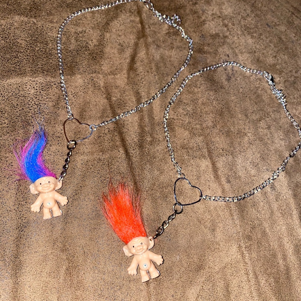 Adjustable Troll Heart Chain Necklace / Choker Y2K